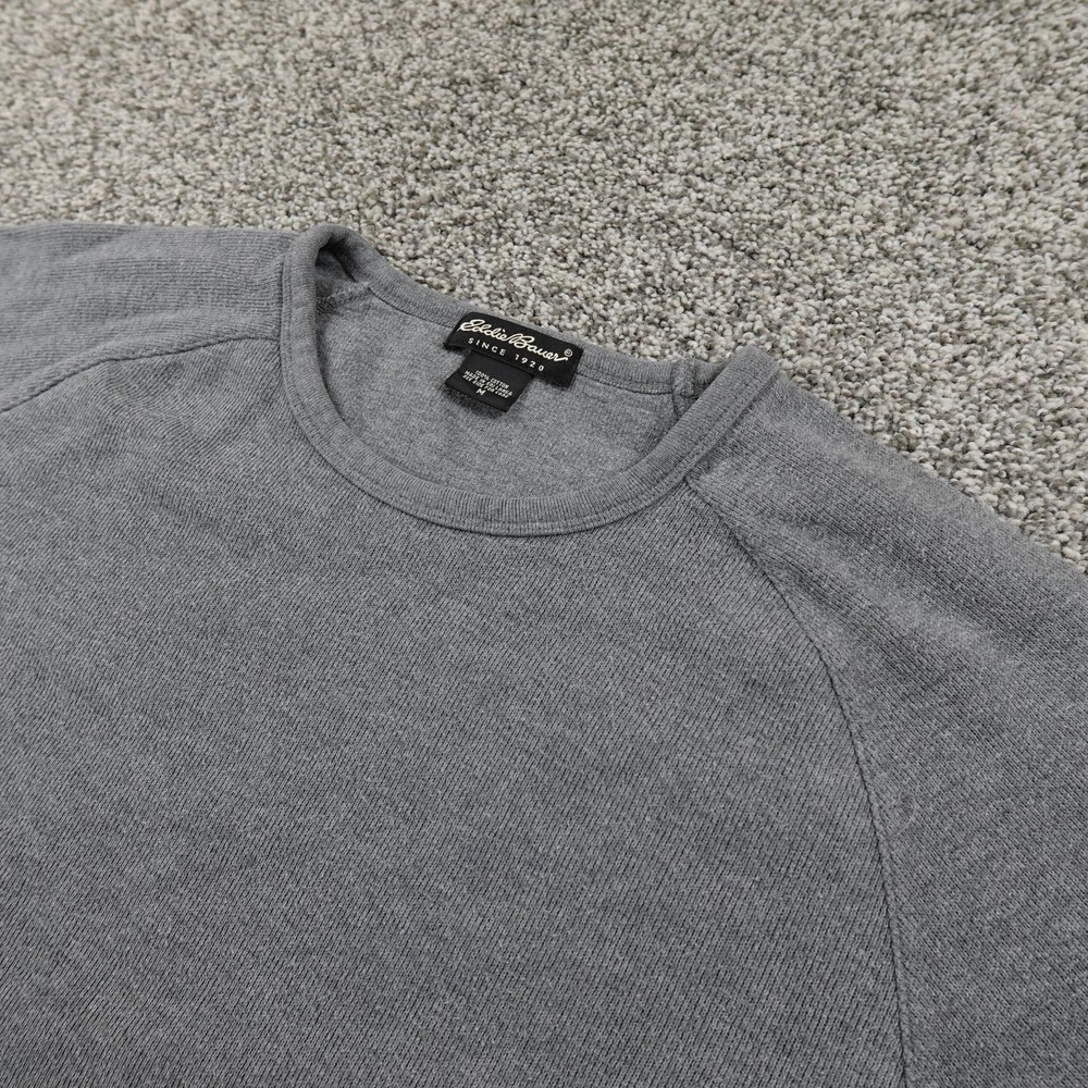 Eddie Bauer Sweater Mens M Gray Knit Thermal Crewneck Pullover Outdoor Hiking - Picture 1 of 9